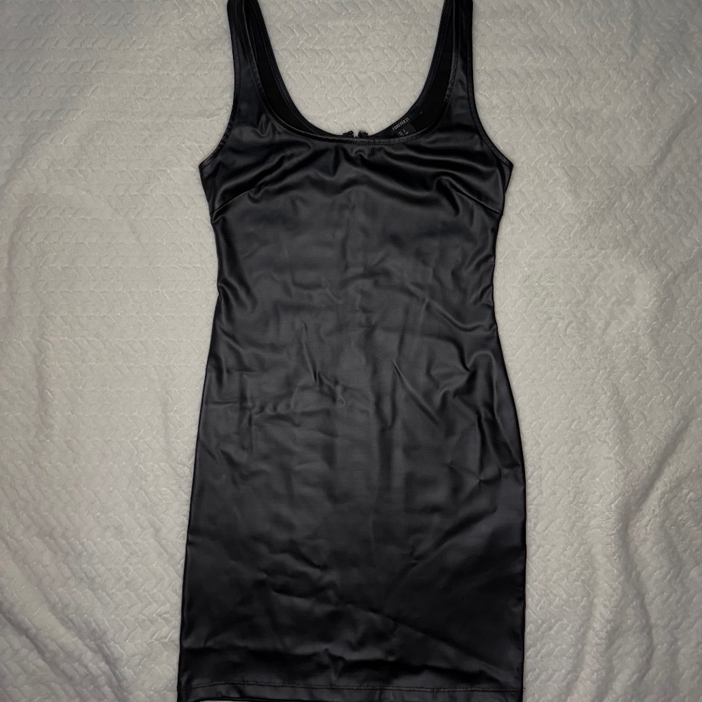 FOREVER 21 Faux Leather Black Party Cocktail Mini Dress, Women's, size S, NWOT
